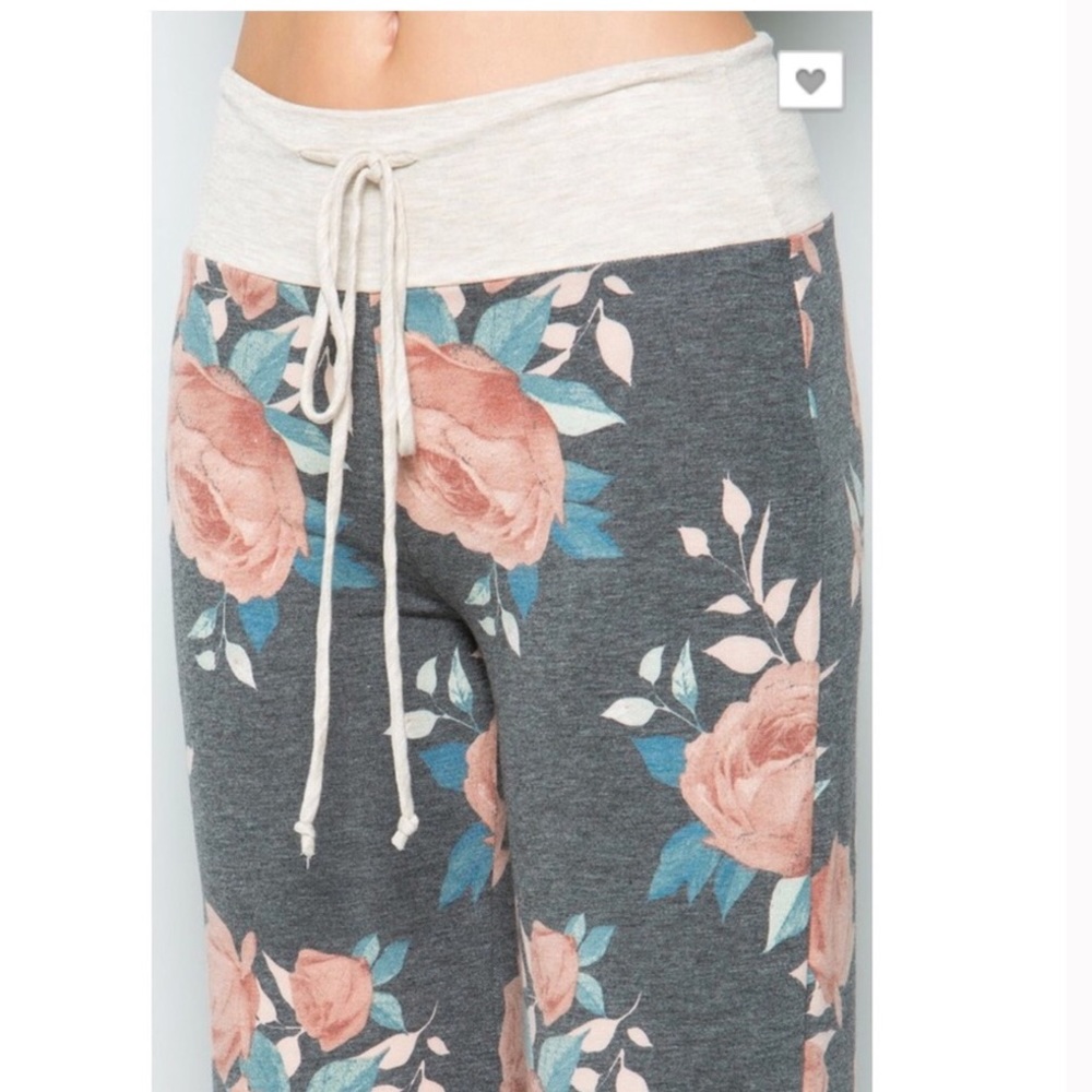 Final Price Gray Floral Casual Lounge Pants - Picture 2 of 6